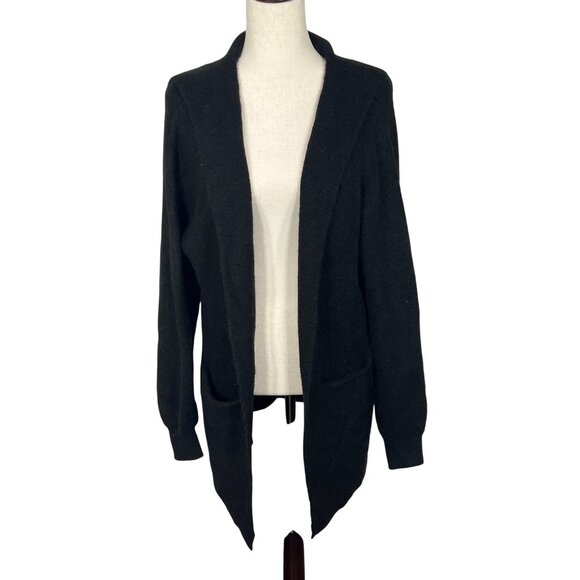 BERYLL Hooded Cardigan 100% Cashmere Black Sz O/S EUC - Picture 1 of 5